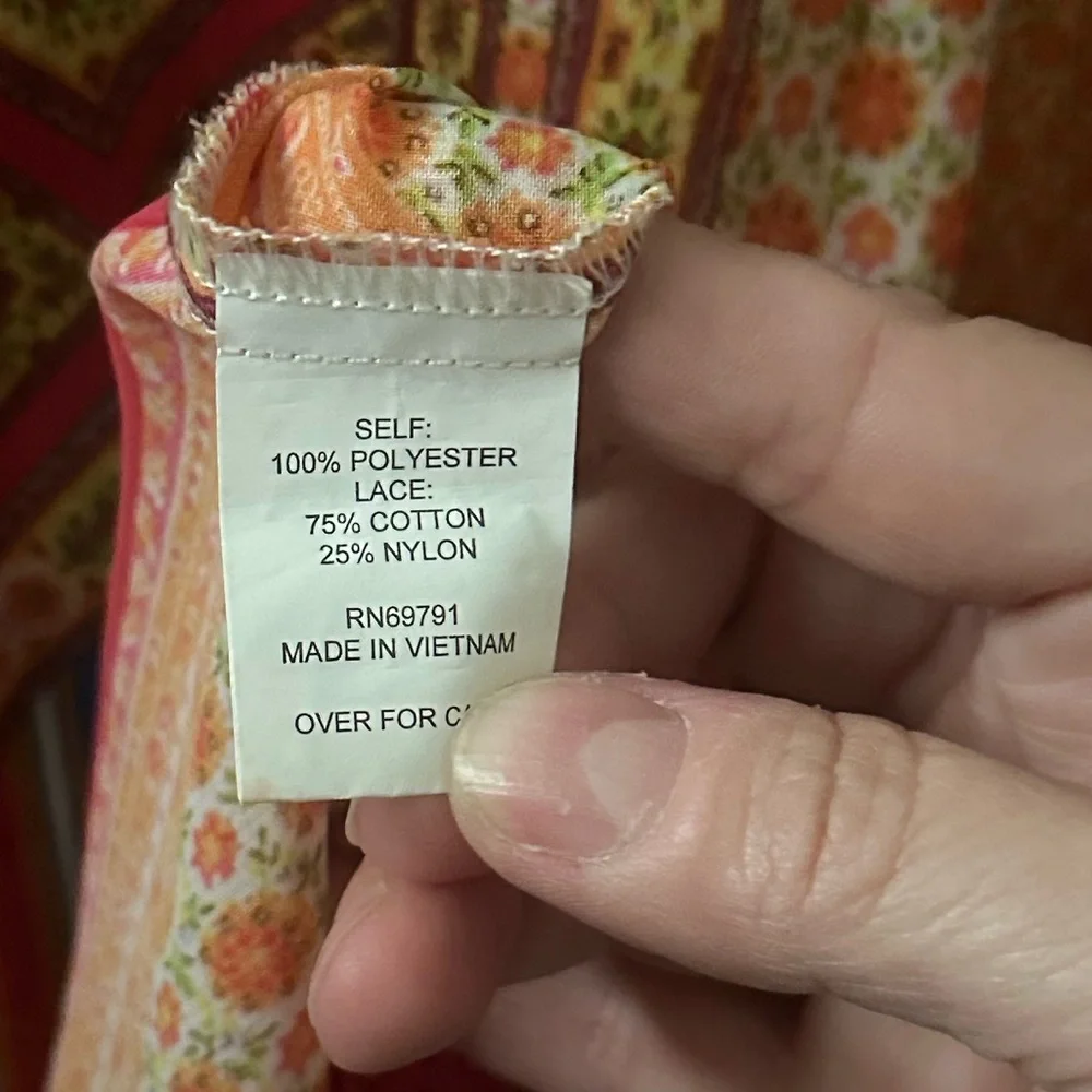 Anthropologie Fig & Flower Boho Flowy Women's Peasant Top XL Patchwork Hippie - Picture 4 of 7